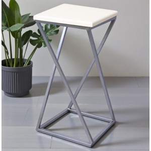 Підставка під вазон у стилі лофт Вектор 65 см, хром / білий