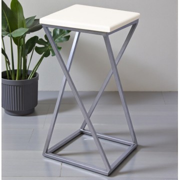 Підставка під вазон у стилі лофт Вектор 65 см, хром / білий