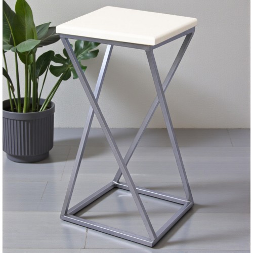 Підставка під вазон у стилі лофт Вектор 65 см, хром / білий