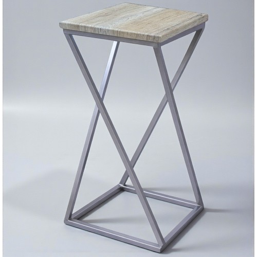 Барний табурет лофт Вектор хром/дуб сонома