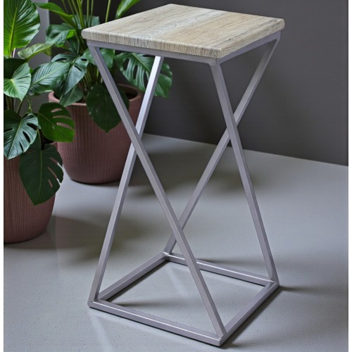 Підставка для квітів лофт Вектор 65 см на один вазон, хром / сонома