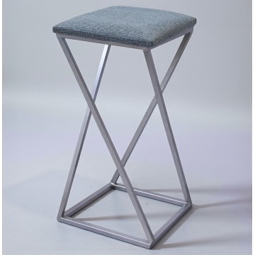 Барний табурет лофт Вектор 65 см з м’яким сидінням хром/сірий