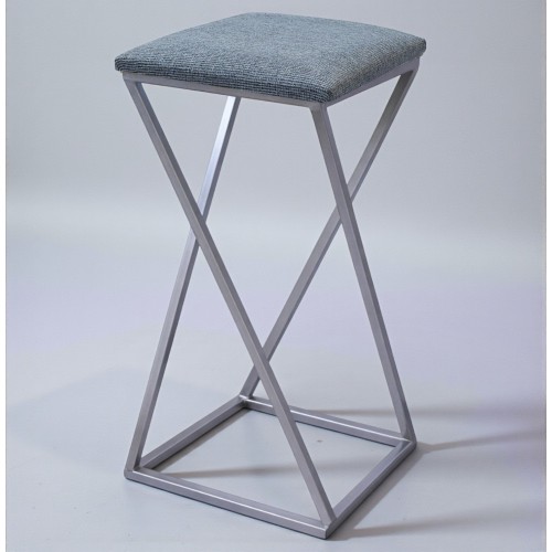 Барний табурет лофт Вектор 65 см з м’яким сидінням хром/сірий