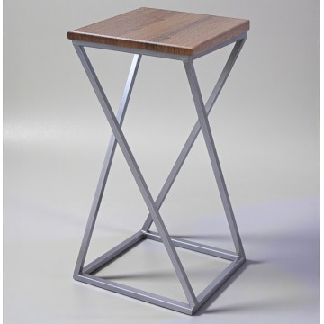 Барний табурет у стилі Loft Вектор хром/горіх