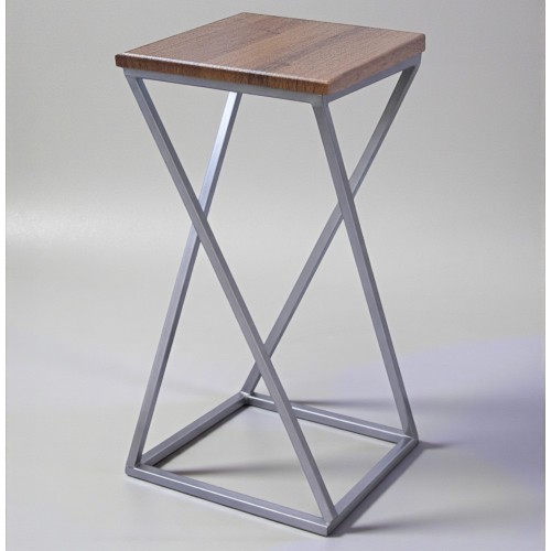 Барний табурет у стилі Loft Вектор хром/горіх