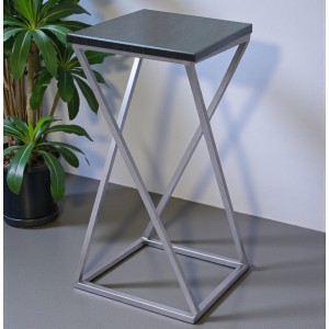 Металева підставка під квіти лофт Вектор хром / венге Наша Ковка