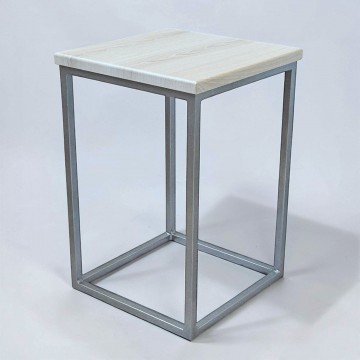 Табурет металевий із твердим сидінням МДФ Куб хром/аляска