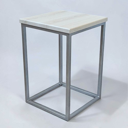 Табурет металевий із твердим МДФ «Куб» хром / Аляска