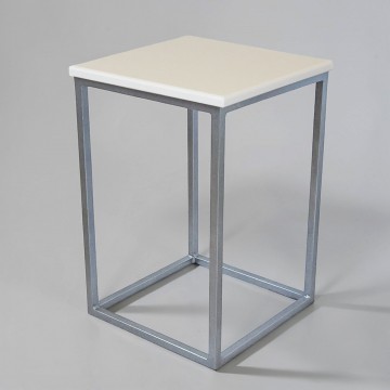 Табурет лофт металевий Куб 30×30×45 см МДФ білий