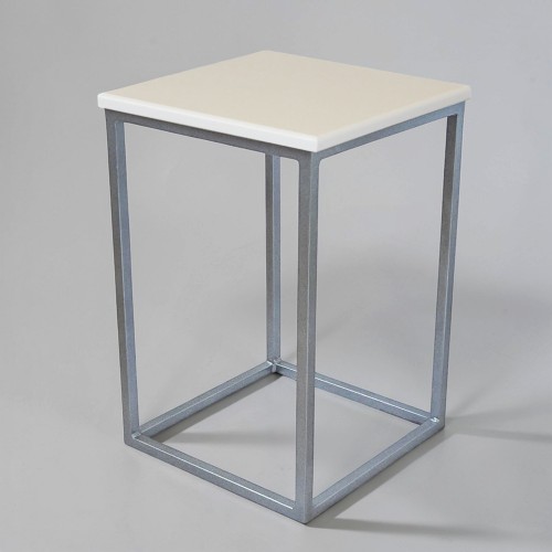 Табурет лофт «Куб» металевий каркас 30×30×45 см МДФ білий