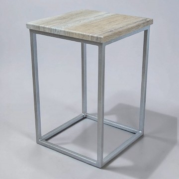 Табурет Куб лофт 45 см хром/дуб сонома