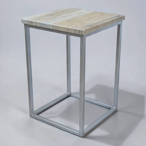 Табурет лофт «Куб» 45 см хром / дуб Сонома