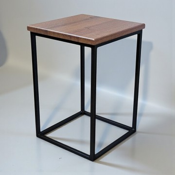 Табурет кухонний Куб у стилі лофт чорний/горіх